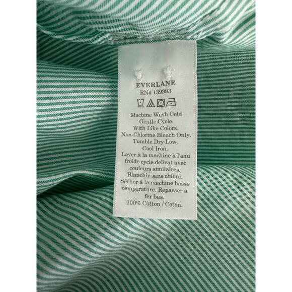 Everlane Relaxed Fit Mint Green Striped Oxford Shirt Size 0 - Picture 4 of 5